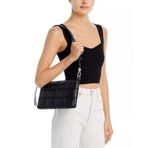 AllSaints Eve Quilted Leather Shoulder Bag in Black One Size NWT